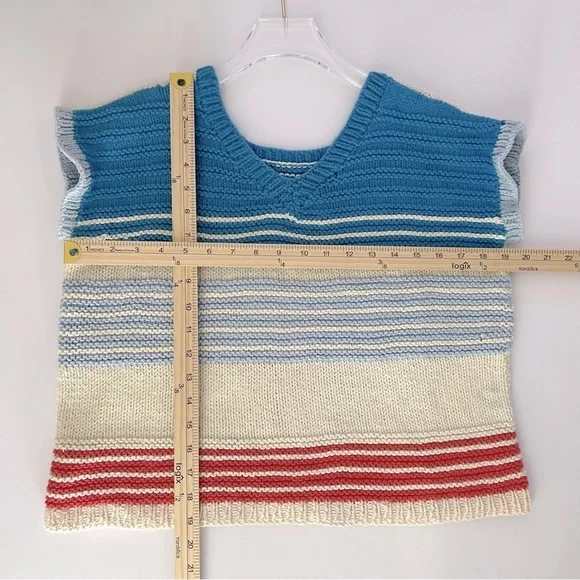 Vintage Knit Vest Sweater Top Shirt Cottagecore Granny Festival Size Medium - Picture 3 of 10